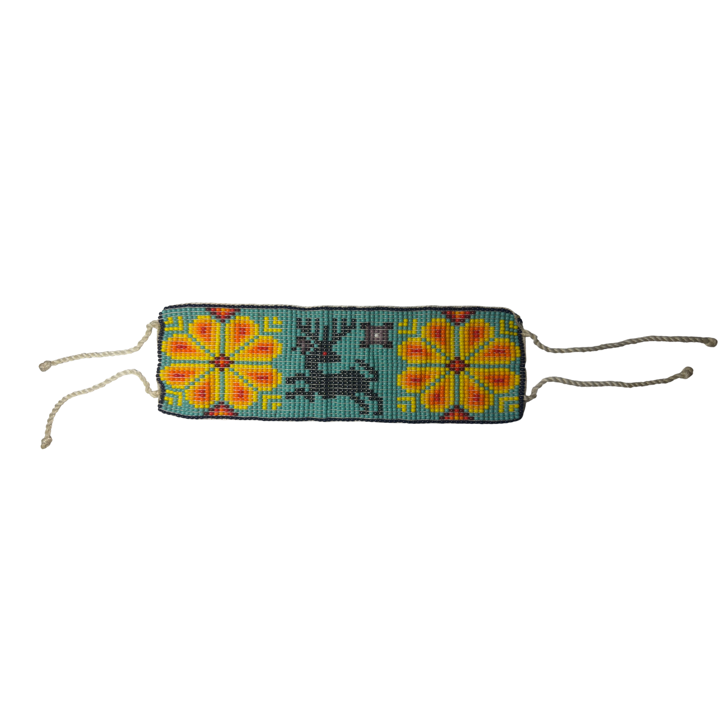 Handcrafted Huichol Bracelet – Sacred Deer & Peyote Symbol