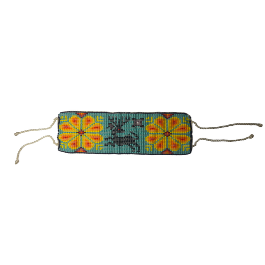 Handcrafted Huichol Bracelet – Sacred Deer & Peyote Symbol