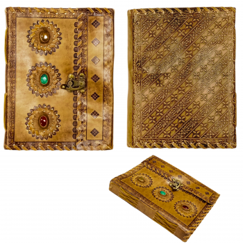 Crafted Leather Journals with Gemstones 6x8"