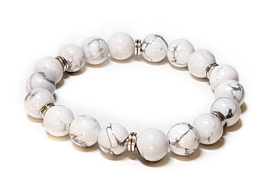 10mm White Howlite Stretch   Bracelet
