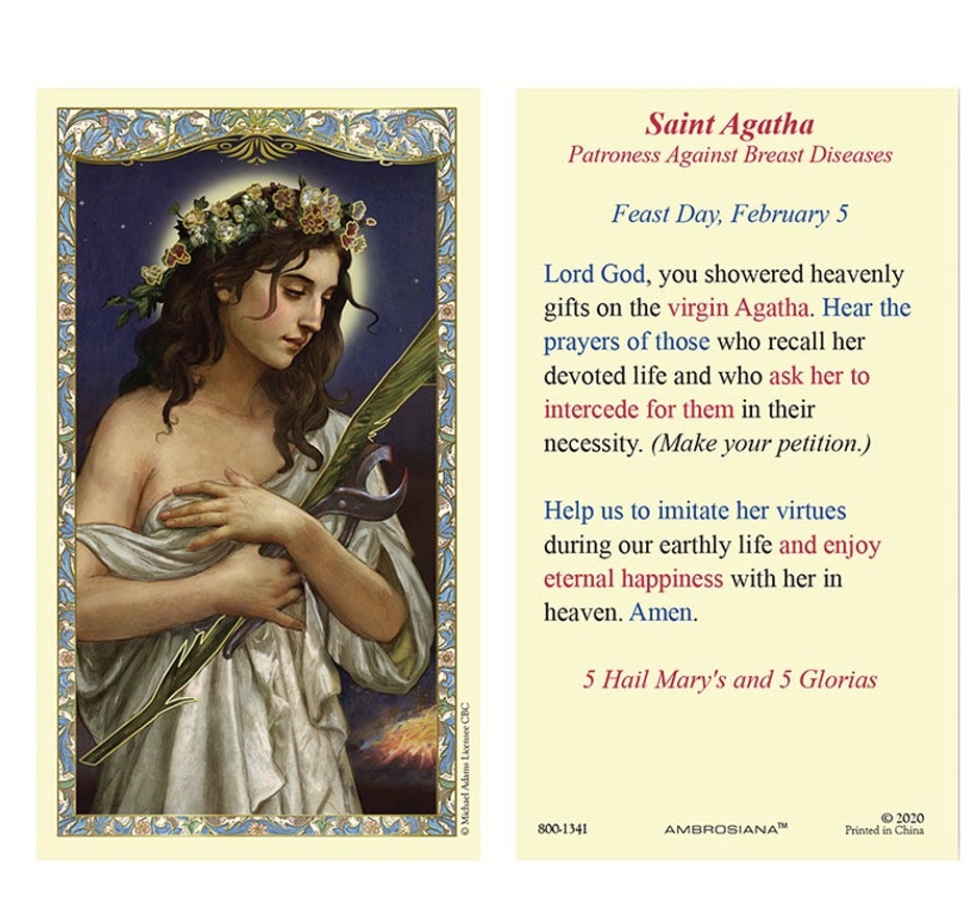 Saint Agatha Laminated Holy Card