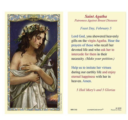 Saint Agatha Laminated Holy Card