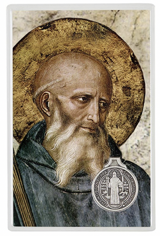Saint Benedict Holy Card with Medal