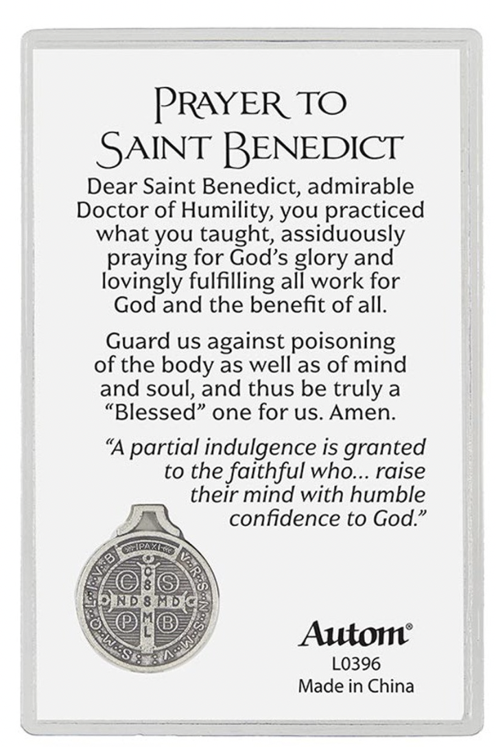 Saint Benedict Holy Card with Medal