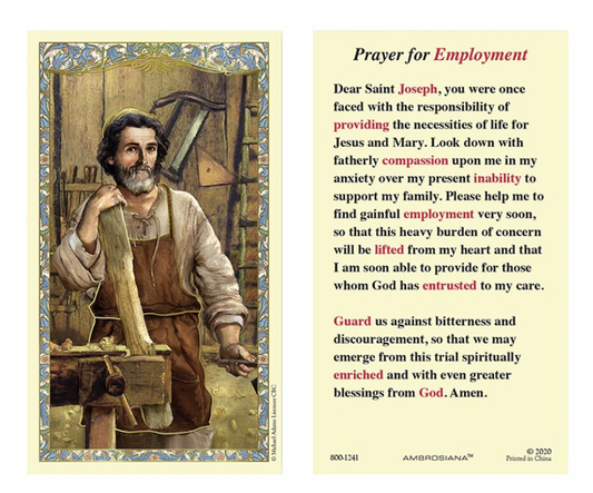Saint Joseph the Worker Laminated Holy Card