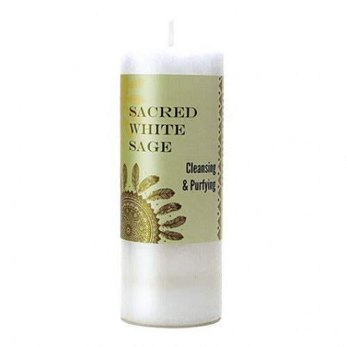 World Magic Sacred White Sage Pillar Candle