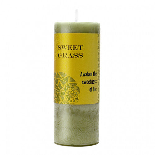 World Magic Sweet Grass Pillar Candle