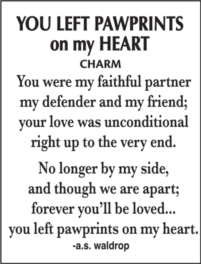 You Left Pawprints on My Heart Memorial Charm