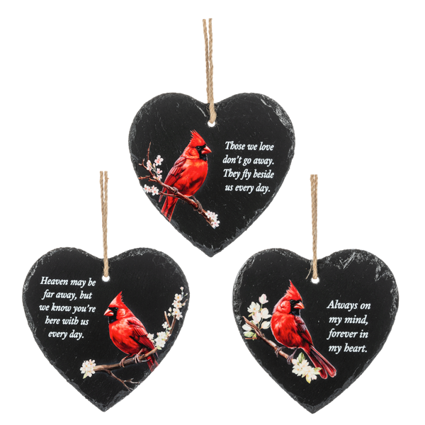 Cardinal Heart Ornament with Memorial Text
