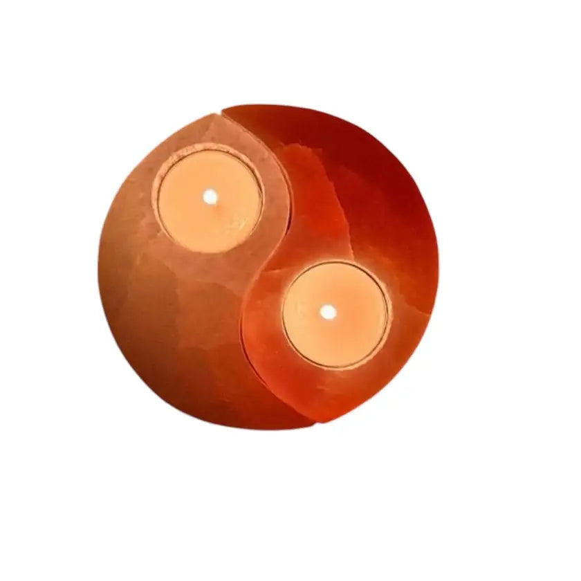 Selenite Candle Holder Yin  Yang