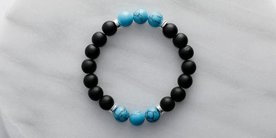 10mm Matte Agate - Blue Howlite Stretch Braclet