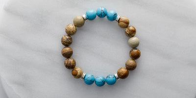 10mm  Jasper Turquoise - Stretch Bracelet