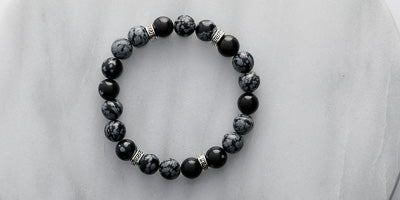 10mm Snowflake Obsidian Stretch Bracelet